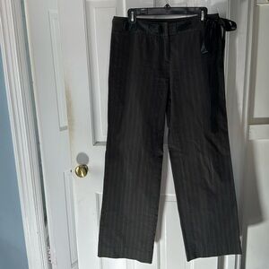 Anthropologie Elevenses vintage grey pinstripe pants with ribbon belt, size 6